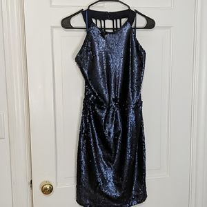 Sequined navy cocktail dress
